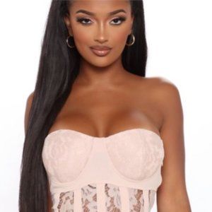 Beautiful Haute Monde Nude Corset Lace Bodysuit
